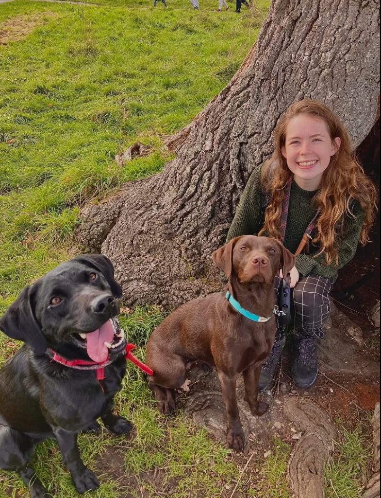 Jess with two dogs